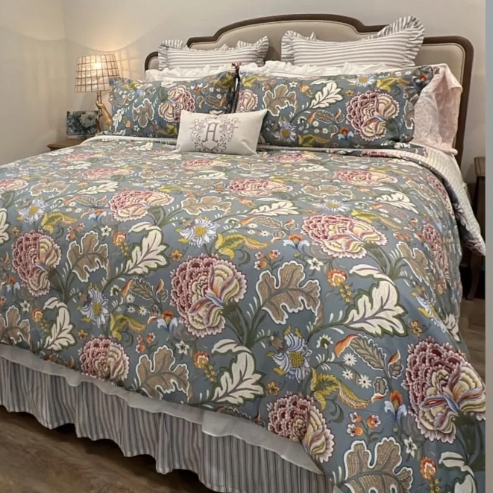🆕 PB Style Floral Duvet Cover Set King 3 piece bedding luxury hotel style NEW
